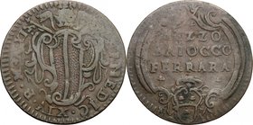 Ferrara. Benedetto XIV (1740-1758). Mezzo baiocco A. XI. CNI 170. M. 354. Berm. 2828. AE. g. 5.00 mm. 28.00 qBB.