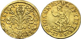 Firenze. Gian Gastone de' Medici (1723-1737). Fiorino 1725. CNI 5/6. Gal. II, 3. MIR 345/3. AU. g. 1.83 mm. 20.00 BB/qBB.