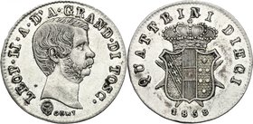 Firenze. Leopoldo II di Lorena (1824-1859). 10 quattrini 1858. GORI (Luigi Gori, incisore) e stemma Guicciardini (Luigi Guicciardini, zecchiere). CNI ...