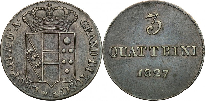Firenze. Leopoldo II di Lorena (1824-1859). Da 5 quattrini 1827. Sigla N (Giusep...