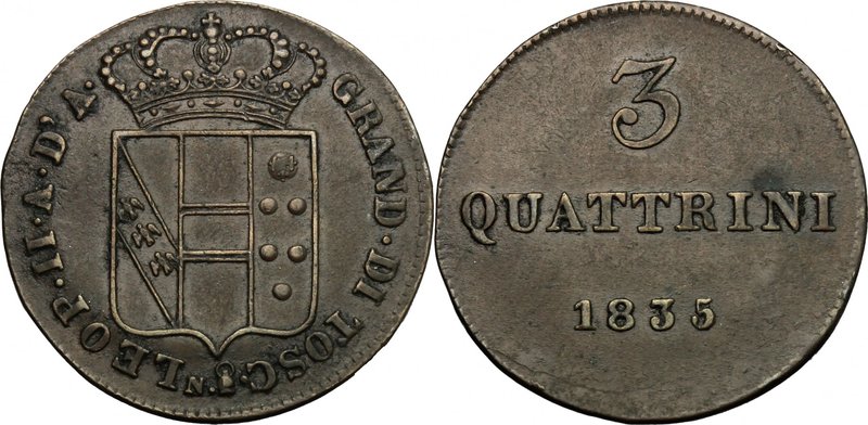 Firenze. Leopoldo II di Lorena (1824-1859). Da 5 quattrini 1835. Sigla N (Giusep...