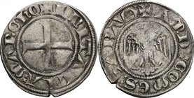 Amedeo V (1285-1323). Grosso di Savoia. CNI 11. MIR 43b. AG. g. 2.73 mm. 24.00 RRR. qBB/BB.