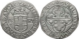 Emanuele Filiberto (1559-1580). Da 4 grossi 1558, I tipo. MI. g. 5.13 mm. 28.00 Ottima conservazione per il tipo. qSPL/SPL. Provenance: Ex Artemide XX...