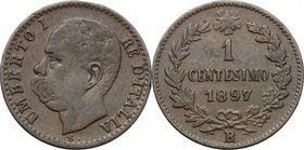 Umberto I (1878-1900). Centesimo 1897. Pag. 627. Mont. 77. CU. mm. 15.00 R. BB.