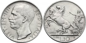 Vittorio Emanuele III (1900-1943). 10 lire 1930. Pag. 695. Mont. 95. AR. mm. 27.00 R. BB+.