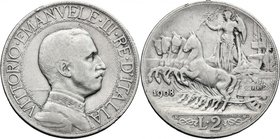 Vittorio Emanuele III (1900-1943). 2 lire 1908. Pag. 732. Mont. 147. AR. mm. 27.00 BB/qBB.