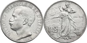 Vittorio Emanuele III (1900-1943). 2 lire 1911. Pag. 736. Mont. 152. AG. mm. 27.00 BB/BB+.