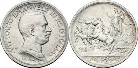 Vittorio Emanuele III (1900-1943). 2 lire 1914. Pag. 737. Mont. 157. AG. g. 9.98 mm. 27.00 SPL.