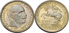 Vittorio Emanuele III (1900-1943). 2 lire 1928 Fiera di Milano. Mont. 9. Metallo dorato. g. 10.33 mm. 29.50 R. Bel BB+.