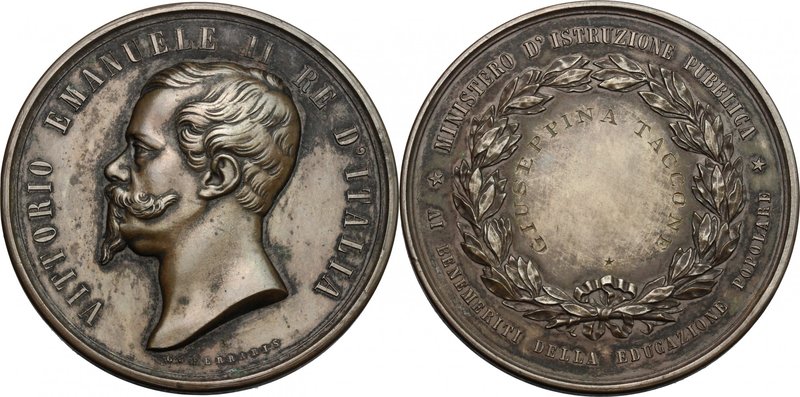 Vittorio Emanuele II (1849-1878). Medaglia Ministero dell'Istruzione Pubblica ai...