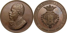 Vittorio Emanuele II (1849-1878). Medaglia 1892 per l'inaugurazione del monumento a Livorno. AE. mm. 55.30 Inc. A. Farnesi. Colpetti e alcuni segni al...