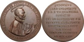 Ludovico Ludovisi (1595 - 1632), cardinale e arcivescovo. Medaglia 1626 per la fondazione della chiesa di Sant'Ignazio a Roma. D/ VT SAPIENS ARCHITECT...