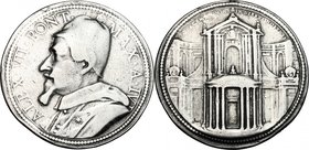 Alessandro VII (1655-1667) Fabio Chigi. Medaglia annuale, A. IV. D/ ALEX VII PONT MAX A IV. Busto a sinistra con camauro, mozzetta e stola. R/ DE PACE...