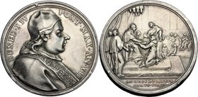 Benedetto XIV (1740-1758), Prospero Lambertini. Medaglia A. XI, per ricordare il congresso dei Francescani. D/ BENED XIV PONT M A XI. Busto a destra c...