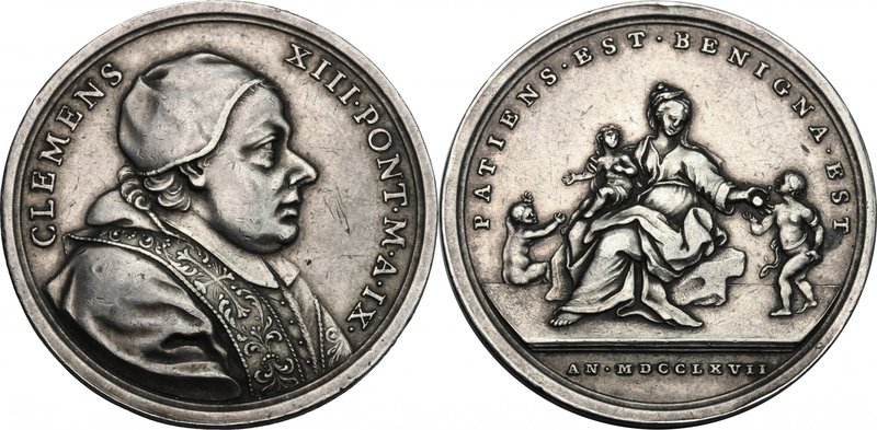 Clemente XIII (1758-1769), Carlo Rezzonico. Medaglia annuale, A. IX. D/ CLEMENS ...