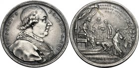 Pio VI (1775-1799), Giovanni Angelo Braschi. Medaglia annuale, A. XXI. D/ PIVS SEXTVS PONT MAX A XXI. Busto a destra con berrettino, mozzetta e stola....