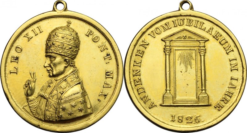 Leone XII (1823-1829), Annibale Sermattei della Genga. Medaglia 1826 per ricorda...