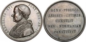 Gregorio XVI (1831-1846), Bartolomeo Alberto Cappellari. Medaglia A. IV, per la riforma monetaria. D/ GREGORIVS XVI PONT MAX AN IV. Busto a sinistra c...