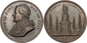 Pio IX (1846-1878), Giovanni Mastai Ferretti. Medaglia A. XXIV. D/ Busto a sinistra con berrettino, mozzetta e stola. R/ Alla base del monumento: V. V...