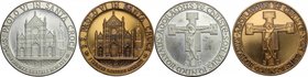 Paolo VI (1963-1978), Giovanni Battista Montini. Lotto di due medaglie per la visita del Papa in Santa Croce a Firenze del 1966. AG e Lega di ottone. ...