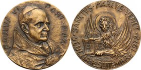 Paolo VI (1963-1678), Giovanni Battista Montini. Medaglia per la visita a Venezia, 16 settembre 1972. D/ PAULUS VI PONT MAX. Busto di trequarti a dest...