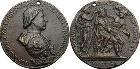 Alfonso d'Aragona (1416-1458). Medaglia. D/ ALFONSVS REX REGIBVS IMPERANS ET BELLORVM VICTOR. Busto a destra corazzato e con manto, posto su corona. R...