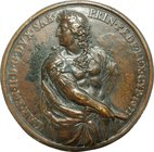 Carlo Emanuele II (1638-1675). Grande medaglia uniface, 1673. D/ CAR EM II D G DVX SAB PRIN PEDE REX CYP 1673. Figura quasi intera di prospetto e quas...