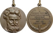 Medaglia a Giuseppe Moschini, Segretario economico provinciale. Mantova, 1 gennaio 1924. AE. mm. 38.50 Appiccagnolo. qSPL.