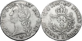 France. Louis XV (1715-1774). Ecu au bandeau 1765 L, Bayonne mint. Gad. 322. AR. g. 29.13 mm. 41.00 Minting scratches. VF.