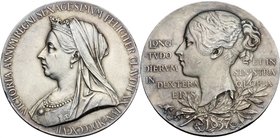 Great Britain. Victoria (1837-1901). AR Medal. Diamond Jubilee, 1897. Eimer 1817a. AR. mm. 55.70 Inc. G. W. de Saulles. Edge bump and minor nicks. Goo...