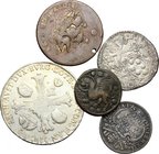Italia. Lotto di 3 monete in argento da classificare, una tessera mercantile e una medaglia. AG/AE. qBB:BB.