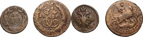 Russia. Lotto di due monete: Denga 1750 e 2 copechi 1763. AE. B:qBB.