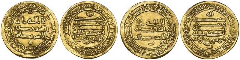 Tulunid, Harun b. Khumarawayh, dinars (2), Misr 289h and 291h, both citing the c...