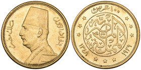 Egypt, Fuad (1922-1936), gold 100-piastres, 1929/1348h, bust left (KM 354; F. 32), good extremely fine, fields somewhat reflective

Estimate: GBP £3...