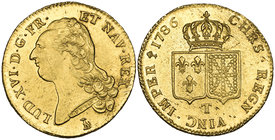 France, Louis XVI, double louis d’or, 1786 t, Nantes mint, light adjustment marks, mint state

Estimate: GBP £700 - £900