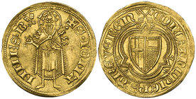 Germany, Trier, Archbishop Kuno II von Falkenstein (1362-88), goldgulden, Koblenz mint, arms in trefoil, rev., St John, 3.51g (F. 3395), very slightly...