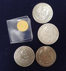 Germany, Modern Reproductions of early coins of Baden in gold (1) and silver (7), including reproductions of a double ducat of Georg Friedrich, 1610, ...