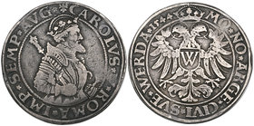 Germany, Donauwörth, thaler, 1544, crowned and armoured bust of Karl V right, rev., crowned double-eagle with W in shield on breast, 28.62g (Dav. 9170...