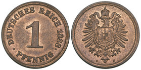 Imperial Germany, Standard Coinage, copper 1 pfennig, 1888 f, mint state, with much original lustre, scarce thus

Estimate: GBP £40 - £60
