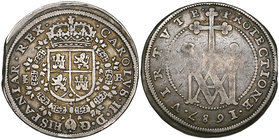 Spain, Carlos II (1665-1700), Segovia, 8-reales, 1687, MA monogram type, 20.28g (Cal. 415), edge clip and slight rubbing on reverse, toned, almost ver...