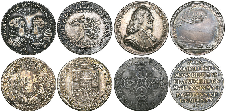 Charles I, silver medals for Marriage to Henrietta Maria, 1625, 23mm (cf. MI 238...