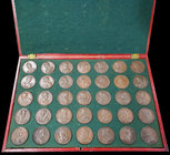 George II, Kings and Queens of Great Britain, a complete set of 35 bronze medals by Jean Dassier, William I to George II, including the dedicatory med...