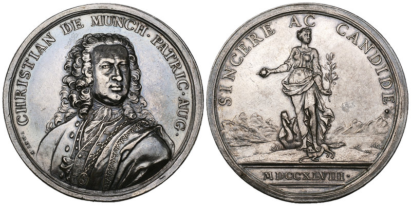 Germany, Christian von Münch (1690-1757, banker in Augsburg), silver medal, 1748...