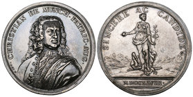 Germany, Christian von Münch (1690-1757, banker in Augsburg), silver medal, 1748, by Jean Dassier, bust three-quarters right, rev., allegorical female...