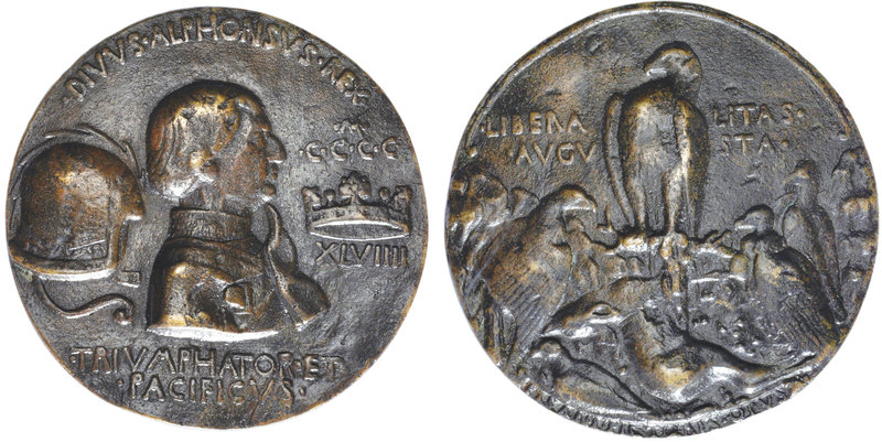 Alfonso V of Aragon (King of Naples and Sicily, 1396-1458), bronze medal by Pisa...
