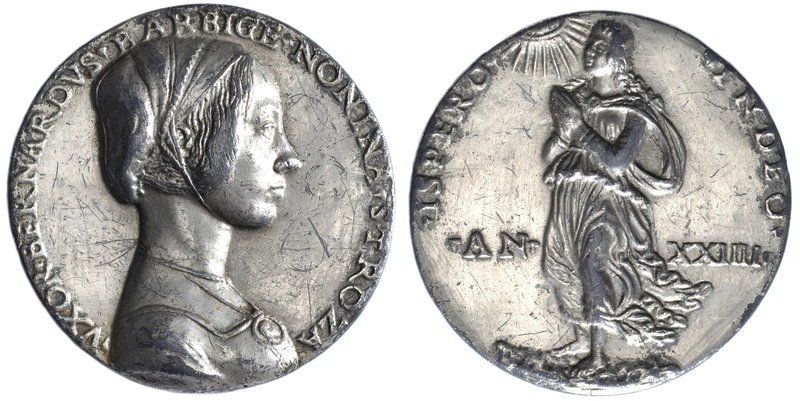 Nonina Strozzi (wife of Bernardo del Barbigia, on their marriage in 1489), silve...