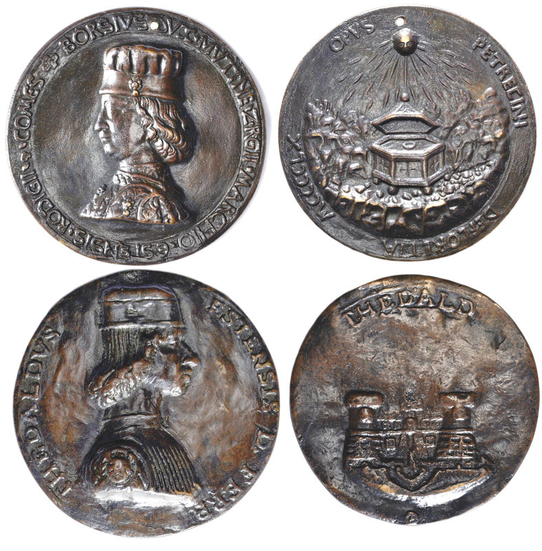 Borso d’Este (Marquis of Ferrara, 1450-71), bronze medal by Petrecino da Firenze...