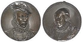 France, Charles IX (1560-74) and his mother Catherine de Medici (Queen of France, 1547-59 and regent, 1560-63), a pair of uniface bronze medals attrib...
