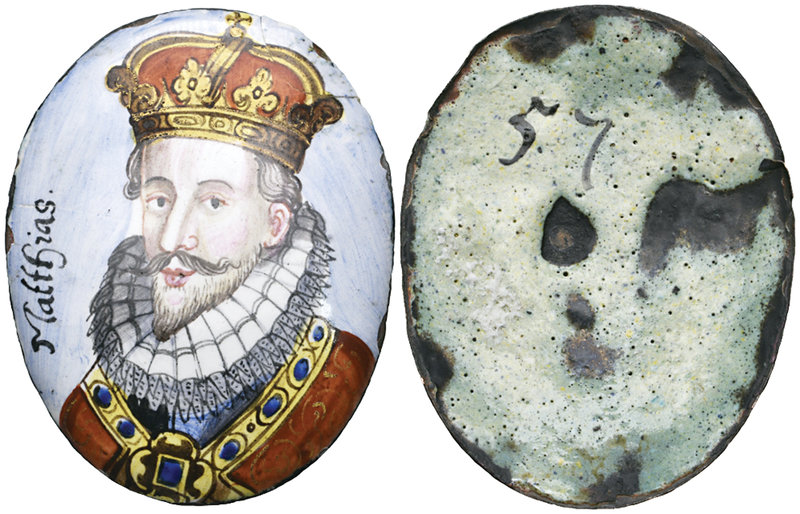 Holy Roman Empire, Matthias II (1612-19), oval polychrome enamelled medallion, c...
