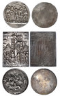 IO F.F., The Sacrifice of Iphigenia, bell metal plaquette, 51mm (Molinier 135; Bange 657; Kress 104), old cast, very fine; Moderno, The Lion Hunt, sil...